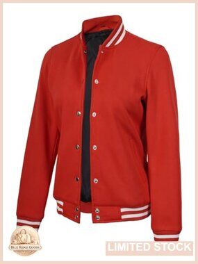 Fleece Varsity Bomber Jacket Women Letterman Coach Baseball Style